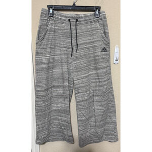 Adidas Sweatpants Women's Medium Cropped Lounge Wide Leg Yoga Gray Spacedye